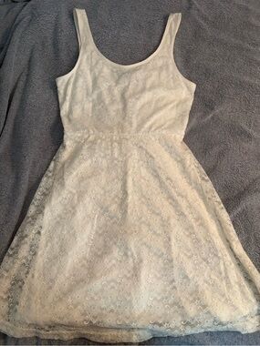 Express White Floral Lace Dress XS/TP Bachelorette Bridal Graduation A-Line
